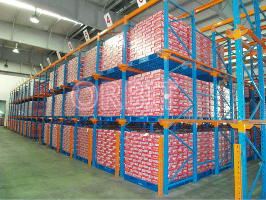 Système résistant de défilement ligne par ligne de palette d'entrepôt à plusieurs niveaux avec en partie double