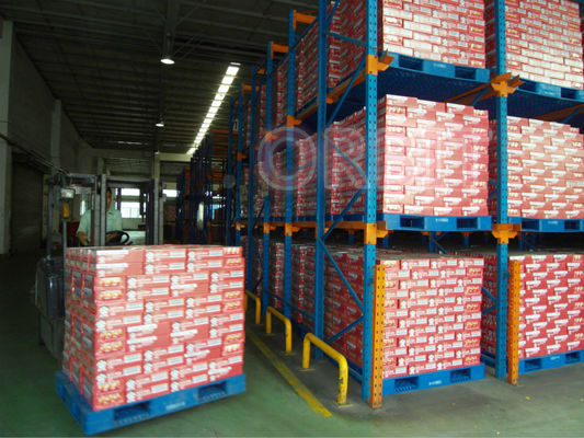 Système résistant de défilement ligne par ligne de palette d'entrepôt à plusieurs niveaux avec en partie double