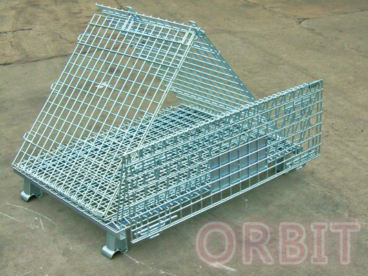 창고 저장을 위한 접을 수 있는 철강선 메시 깔판 감금소를 겹쳐 쌓이기
