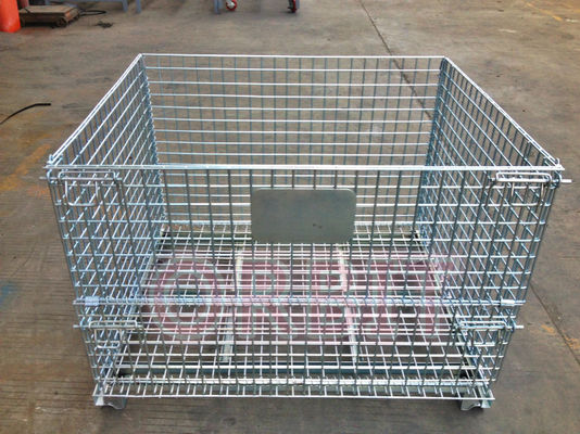 창고 저장을 위한 접을 수 있는 철강선 메시 깔판 감금소를 겹쳐 쌓이기