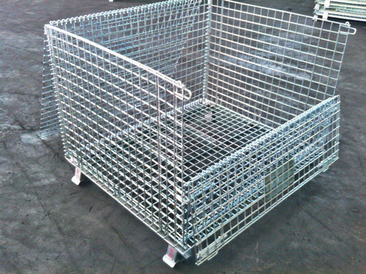 Gaiola de aço soldada transporte da pálete da rede de arame com proteção da tampa da tampa