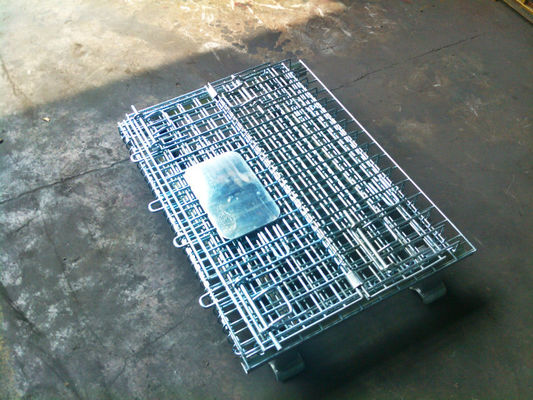 Tugas Berat galvanis Lipat Wire Mesh Pallet Cage Dengan Baja Diambil Dingin