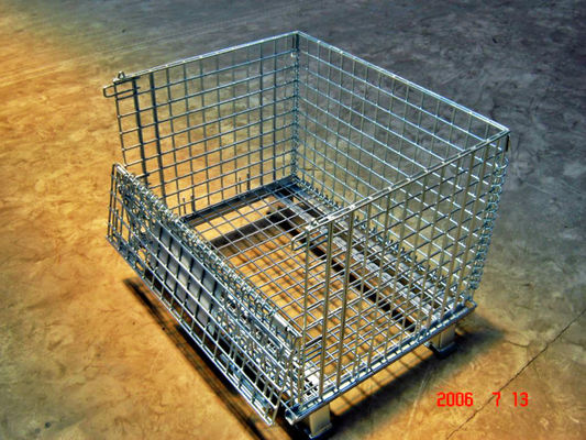 Scatole d'impilamento pieghevoli galvanizzate immerse calde della rete metallica per trasporto