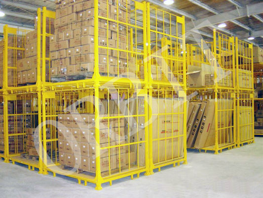 Dilipat shippable dilepas Storage Baja Stacking Racks Dengan Powder Coat Cat Finish