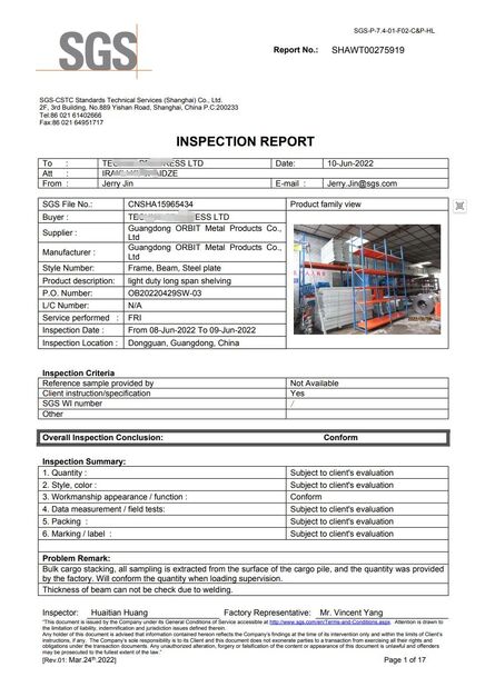 CINA Guangdong ORBIT Metal Products Co., Ltd Sertifikasi